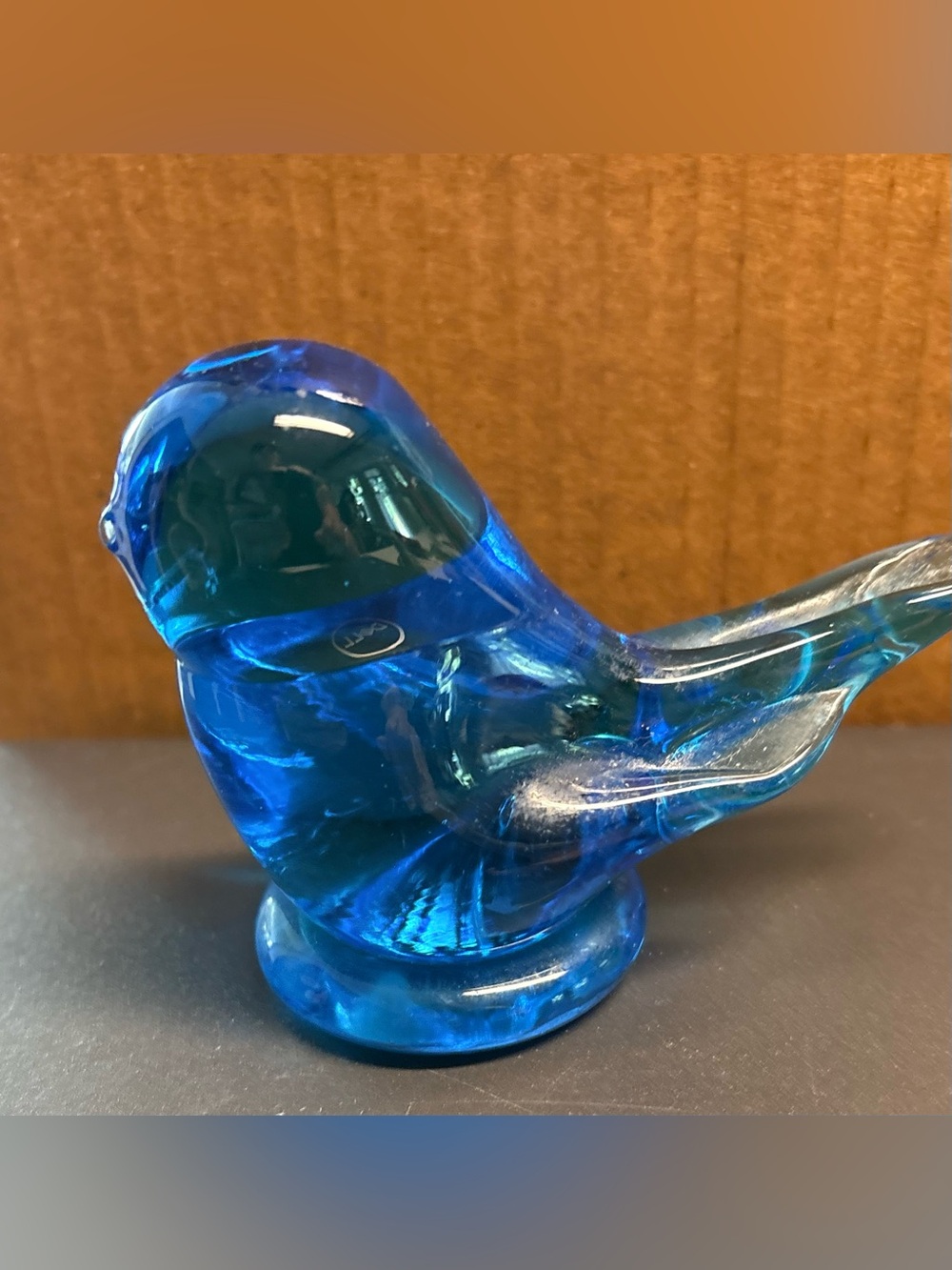 Blue Glass Bird Figurine Decorative Ornament